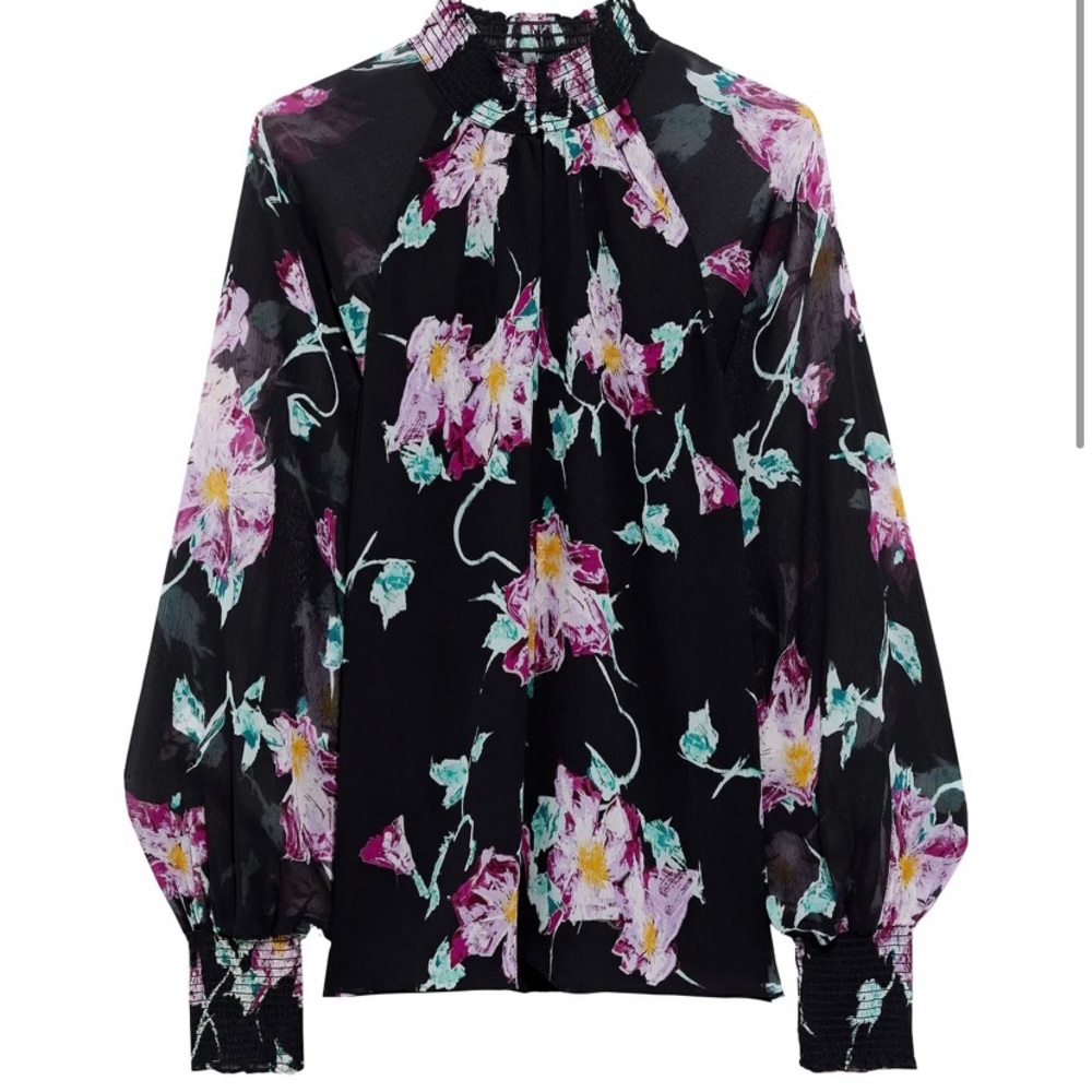 Venetia shirred floral-print silk-georgette blouse